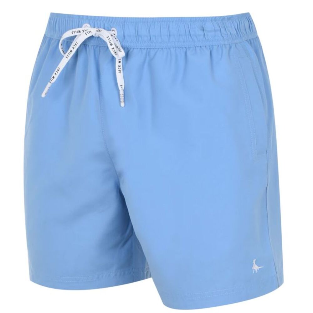 Jack Wills Mens Embroidered Logo Mid Length Swim Shorts / Pale Blue